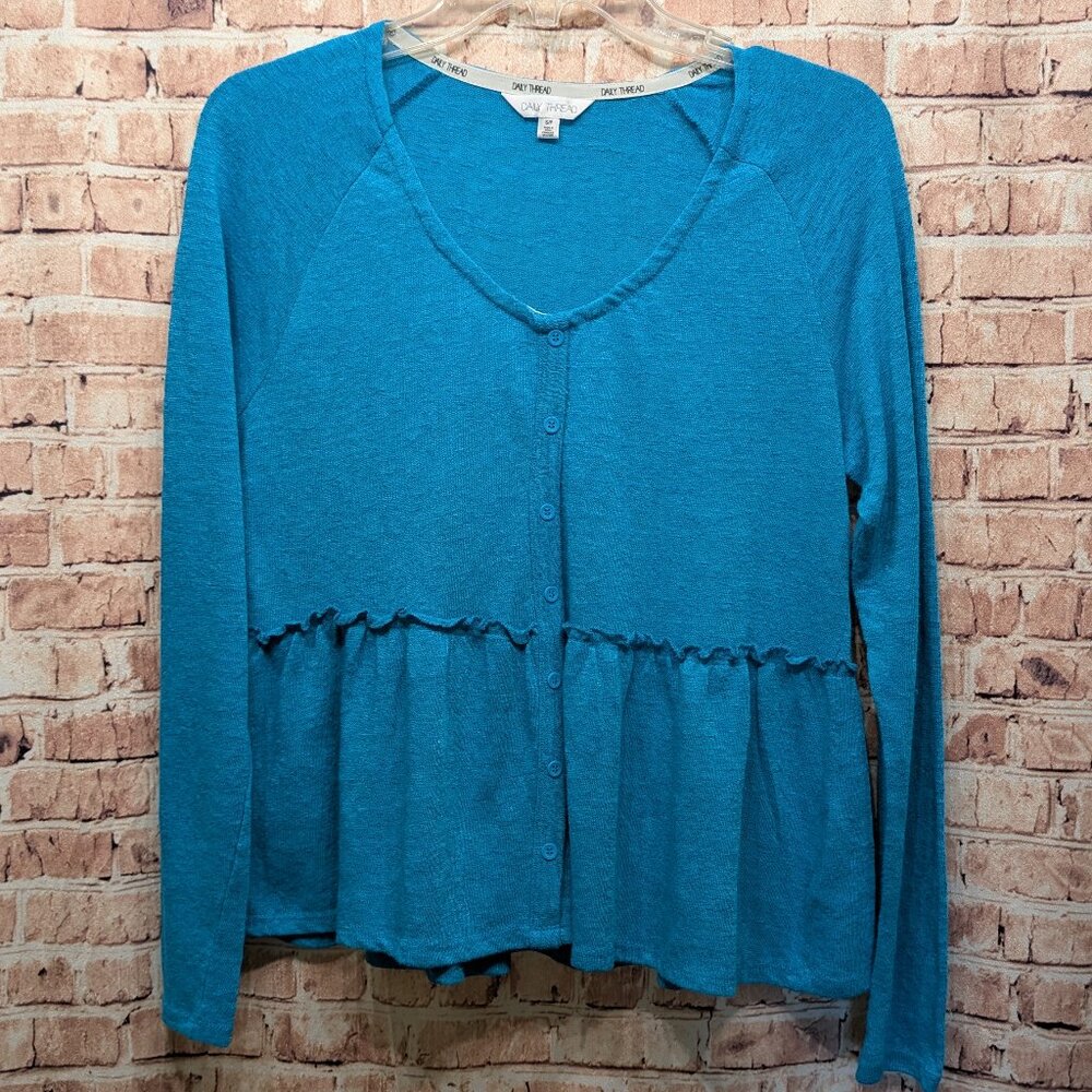 Daily Thread Sweater Knitted V-Neck Long Sleeves Top Size Small